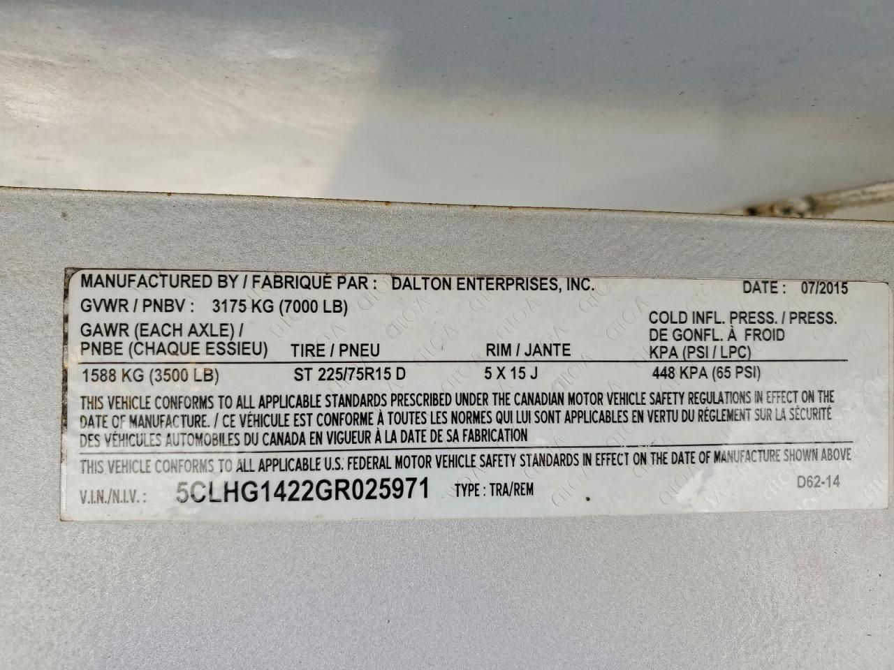 2015 Adam Trailers 2015 Adam D62-14 Livestock Trailer