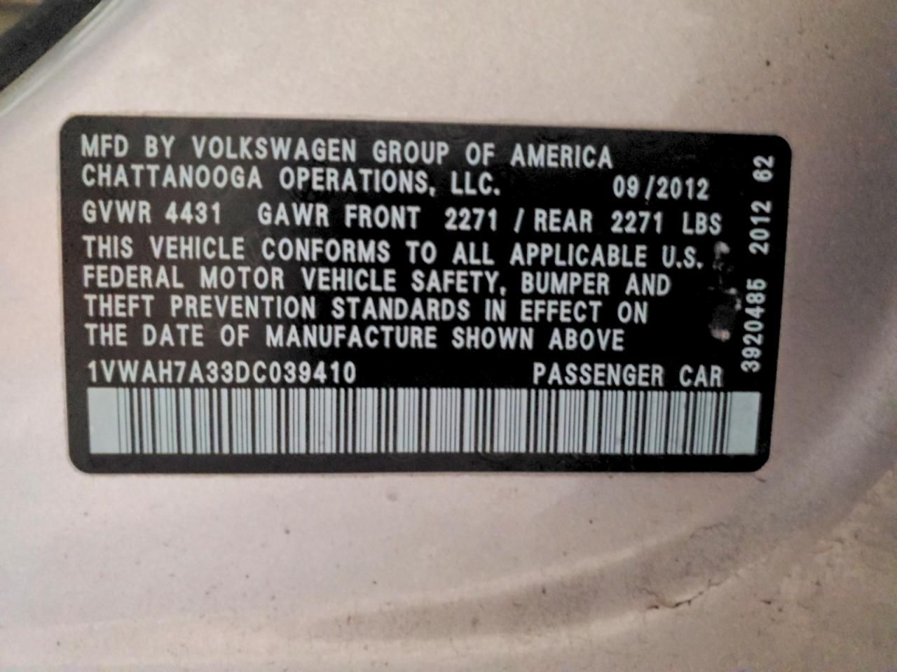 2013 Volkswagen Passat s