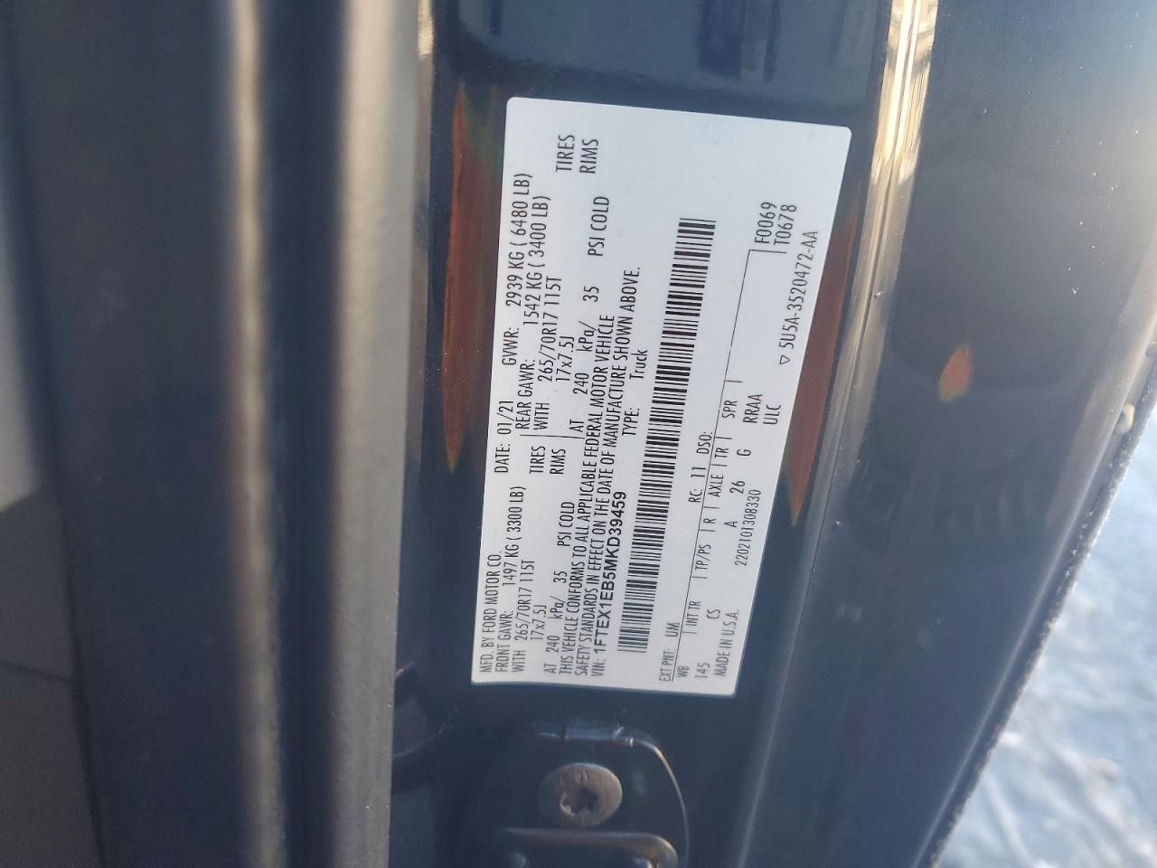 2021 Ford F150 Super cab