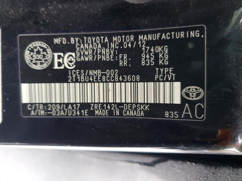 2012 Toyota Corolla Base