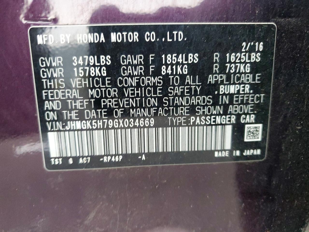 2016 Honda Fit ex