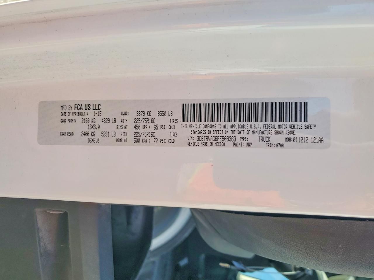 2015 Dodge Ram Promaster 1500 1500 Standard