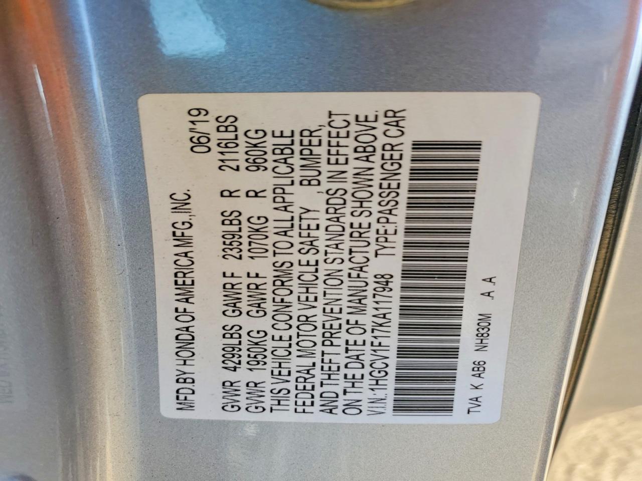 2019 Honda Accord lx