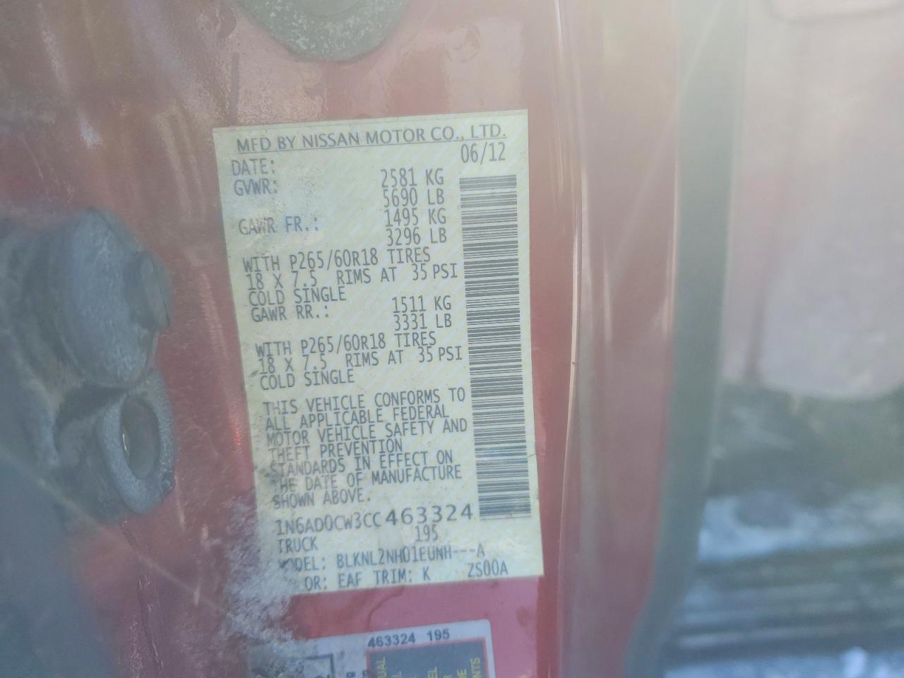 2012 Niss Frontier sv