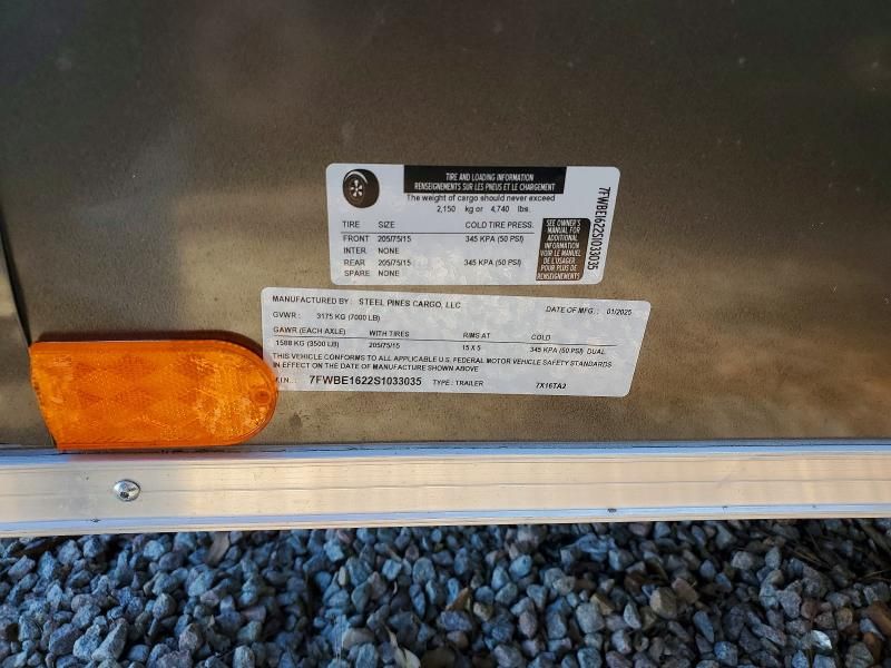 2025 Steel Pines Cargo 7X16TA2 Enclosed Cargo Trailer