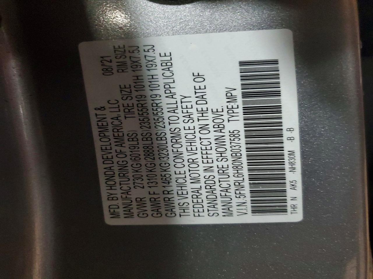 2022 Honda Odyssey Touring