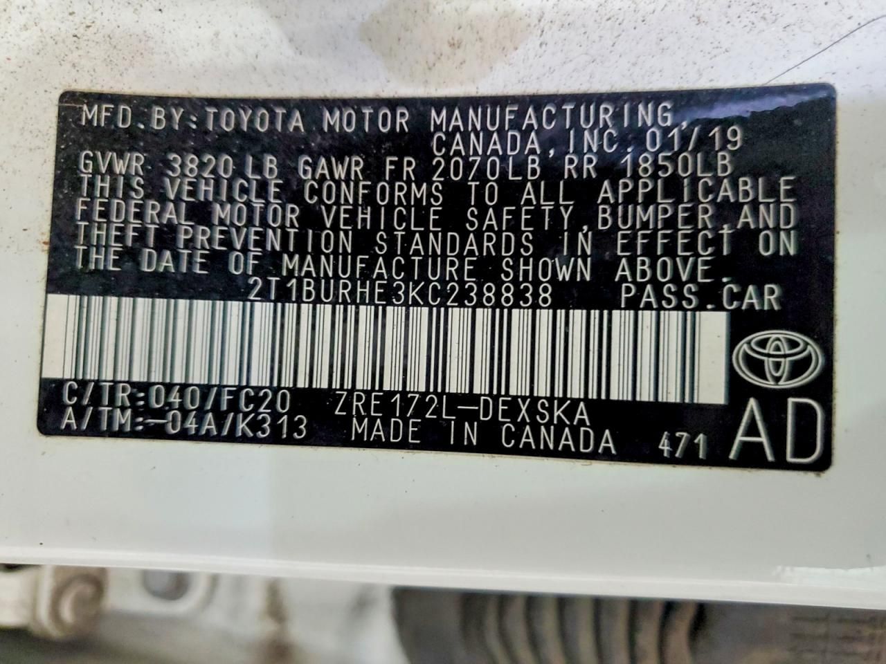 2019 Toyota Corolla l