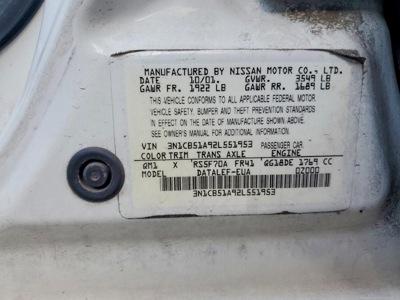 2002 Nissan Sentra gxe