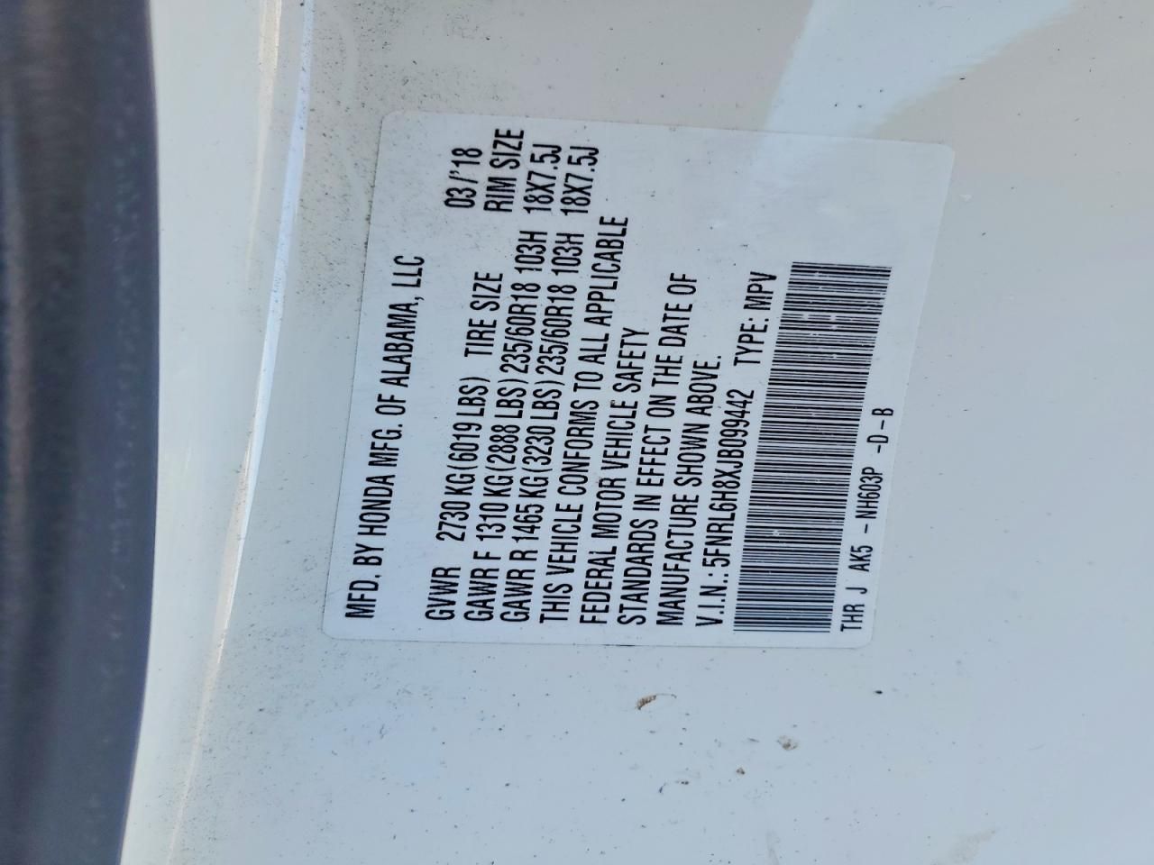 2018 Honda Odyssey Touring