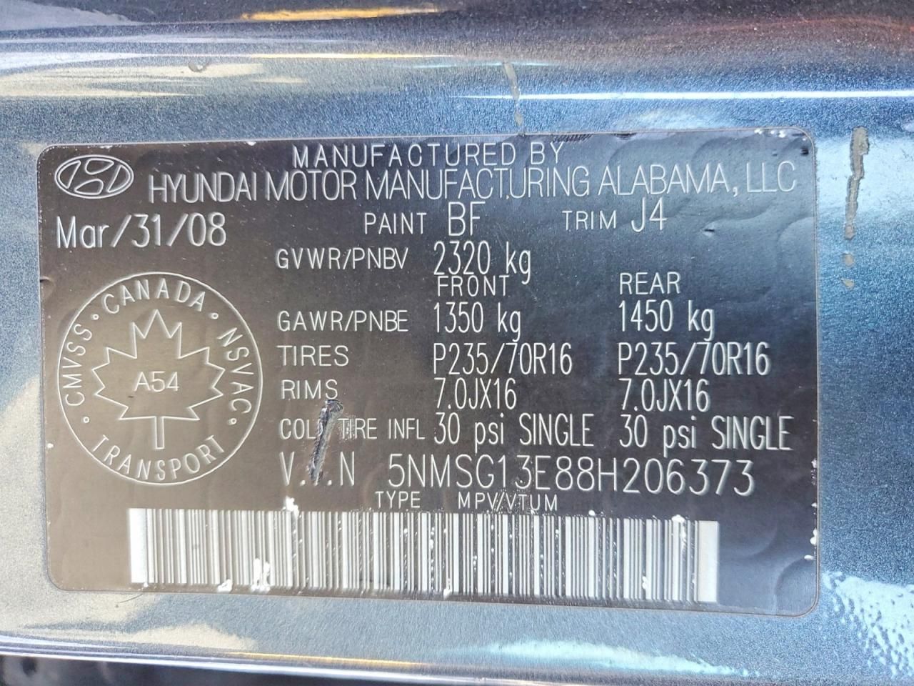 2008 Hyundai Santa fe gl