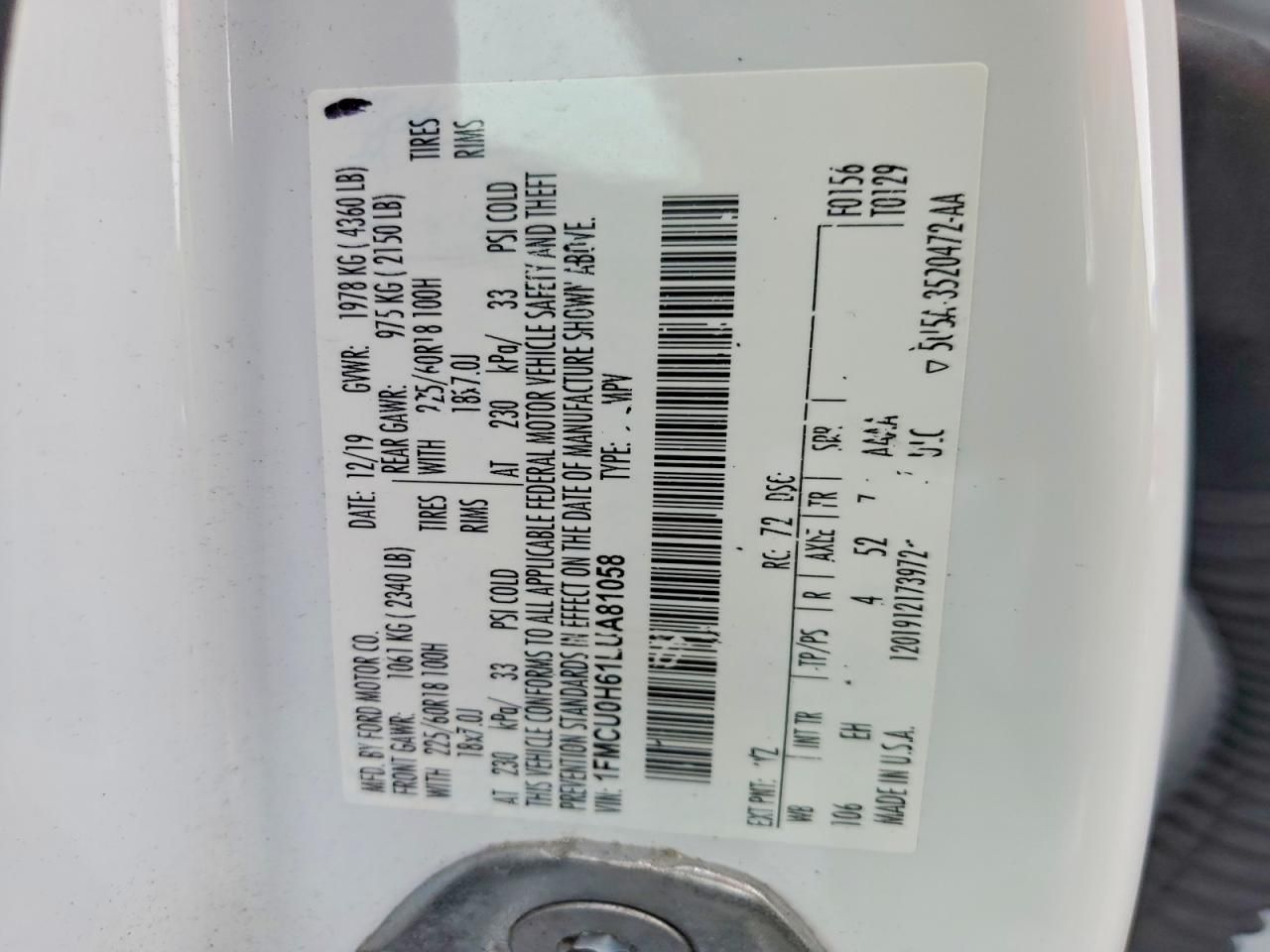 2020 Ford Escape sel