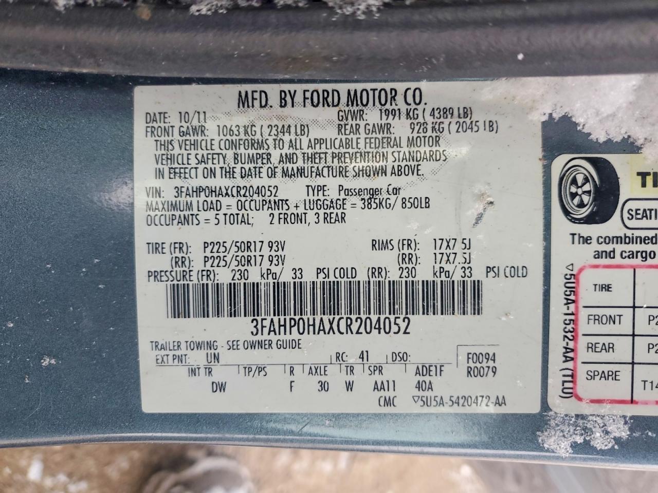 2012 Ford Fusion se