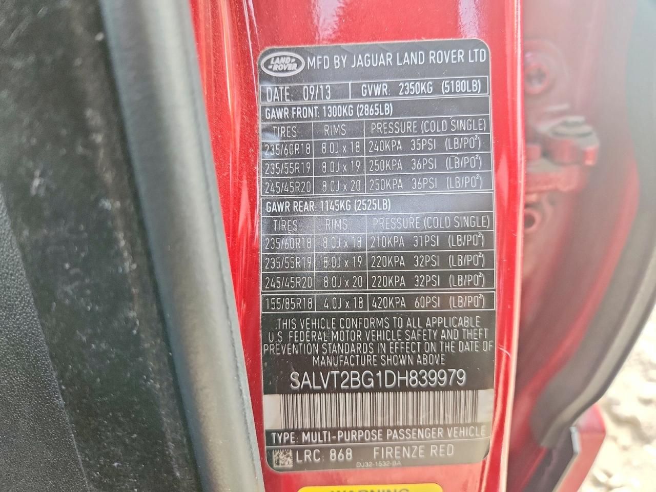 2013 Land Rover Range Rover Evoque Dynamic Premium