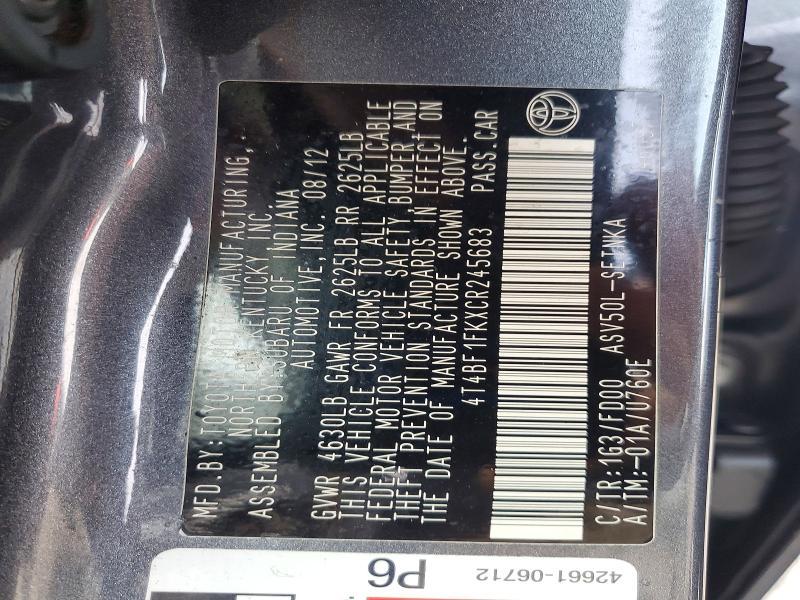 2012 Toyota Camry le