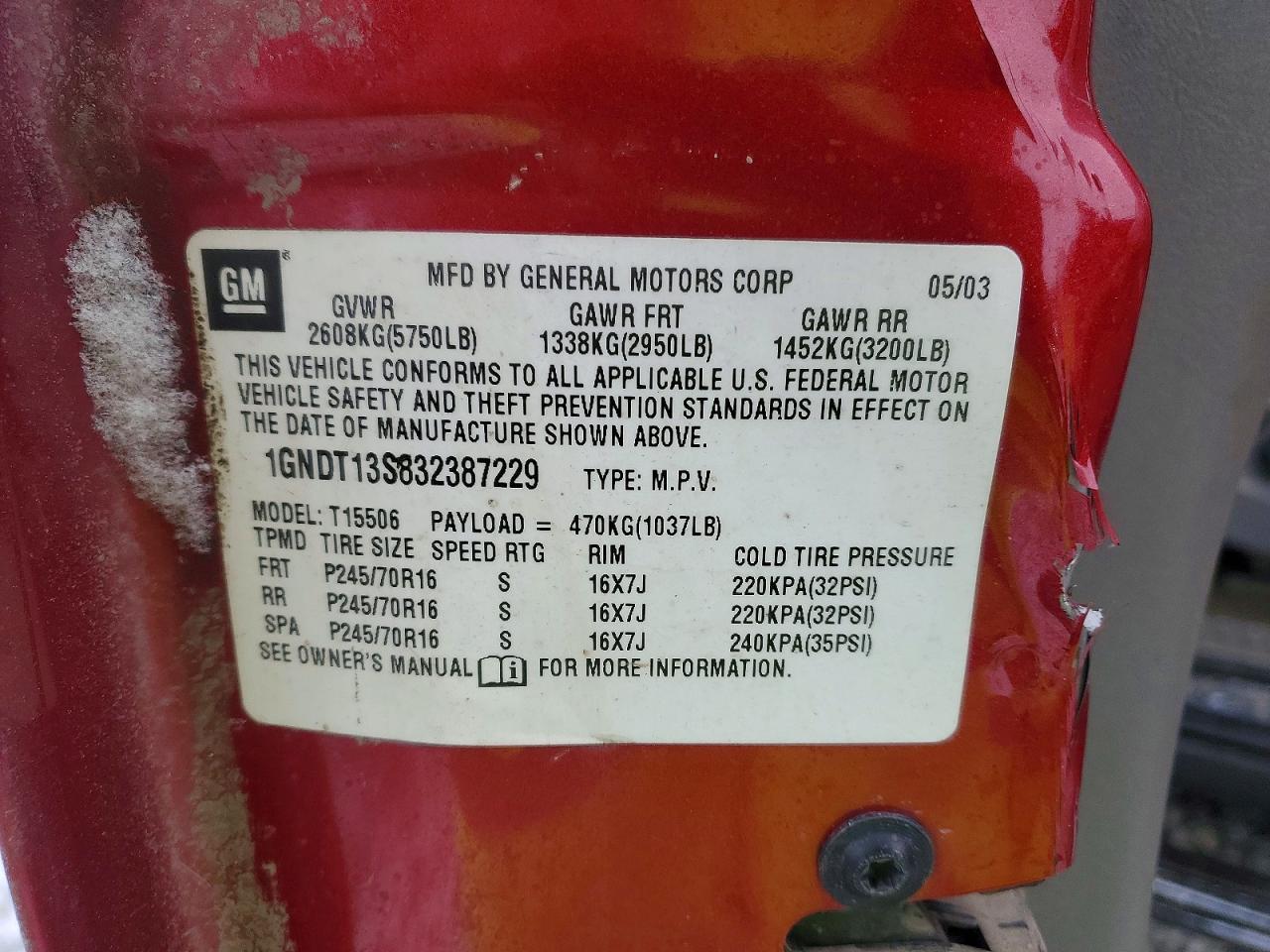 2003 Chev Trailblazer