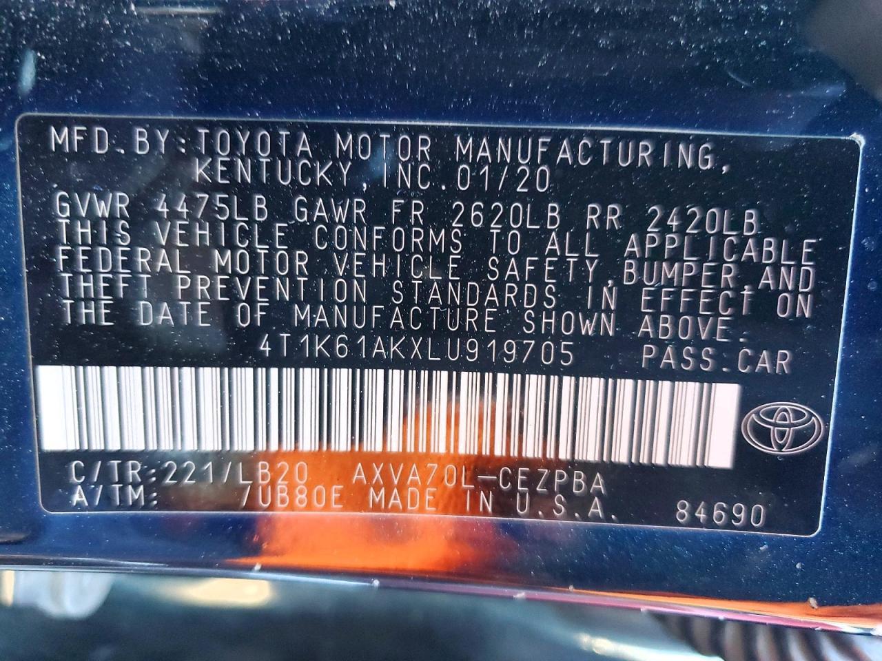 2020 Toyota Camry xse