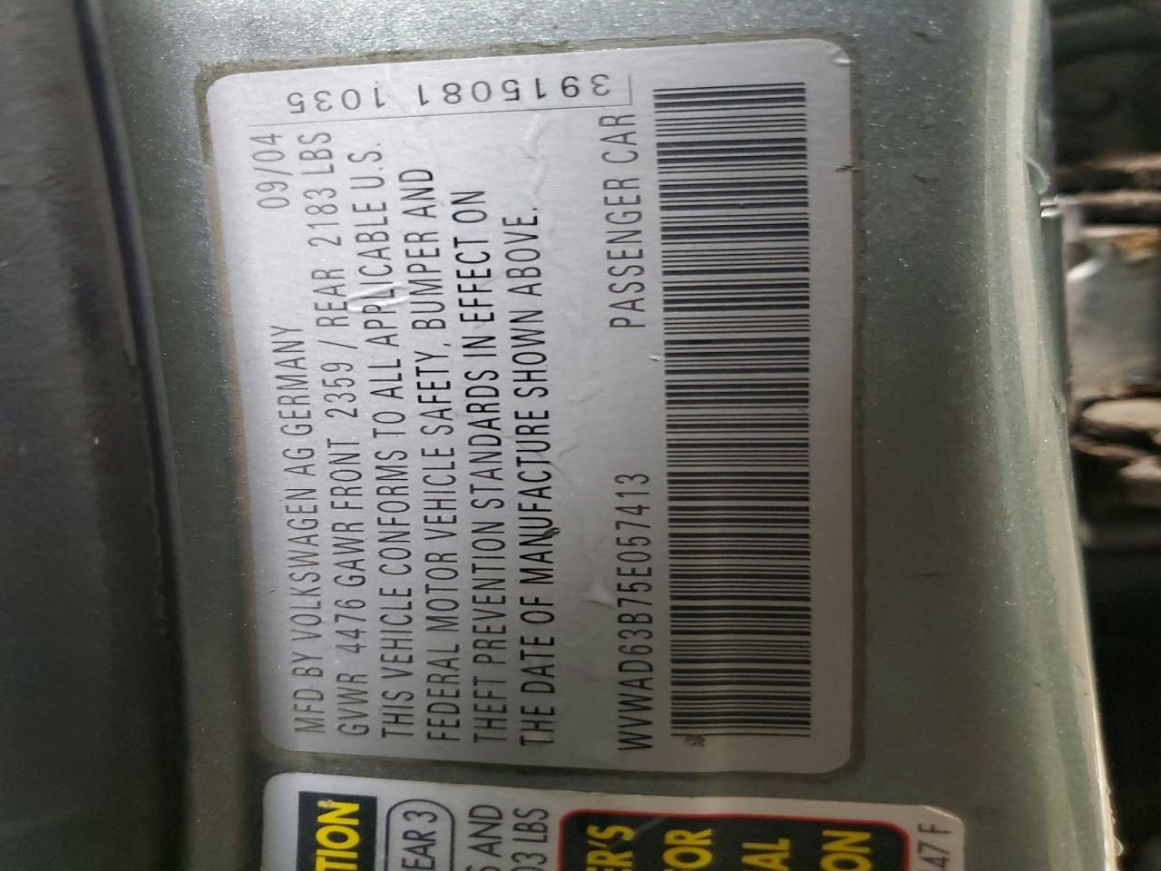 2005 Volkswagen Passat gls