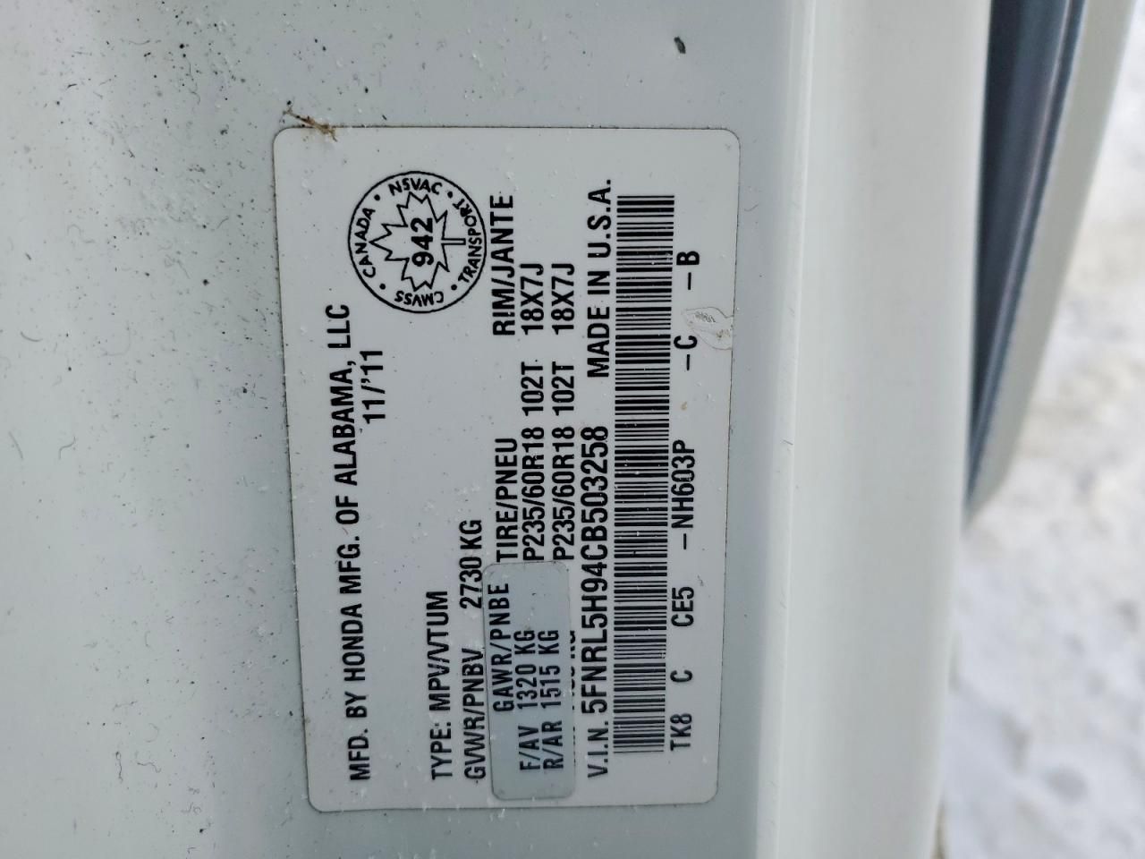 2012 Honda Odyssey Touring