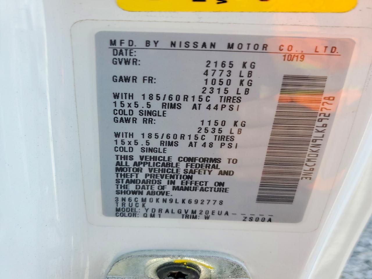 2020 Nissan NV200 Utility / Service Van