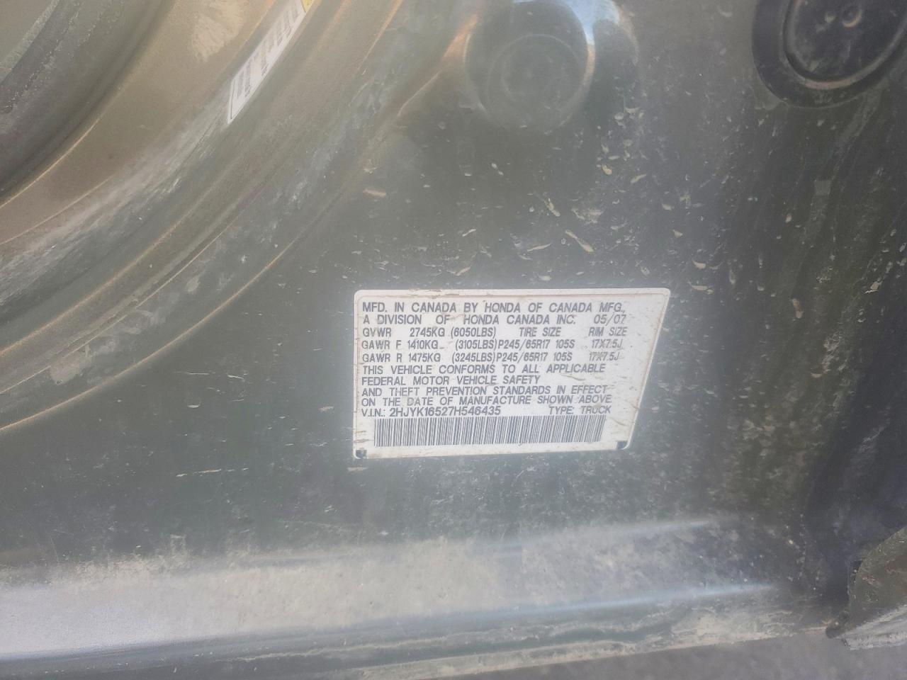 2007 Honda Ridgeline rtl