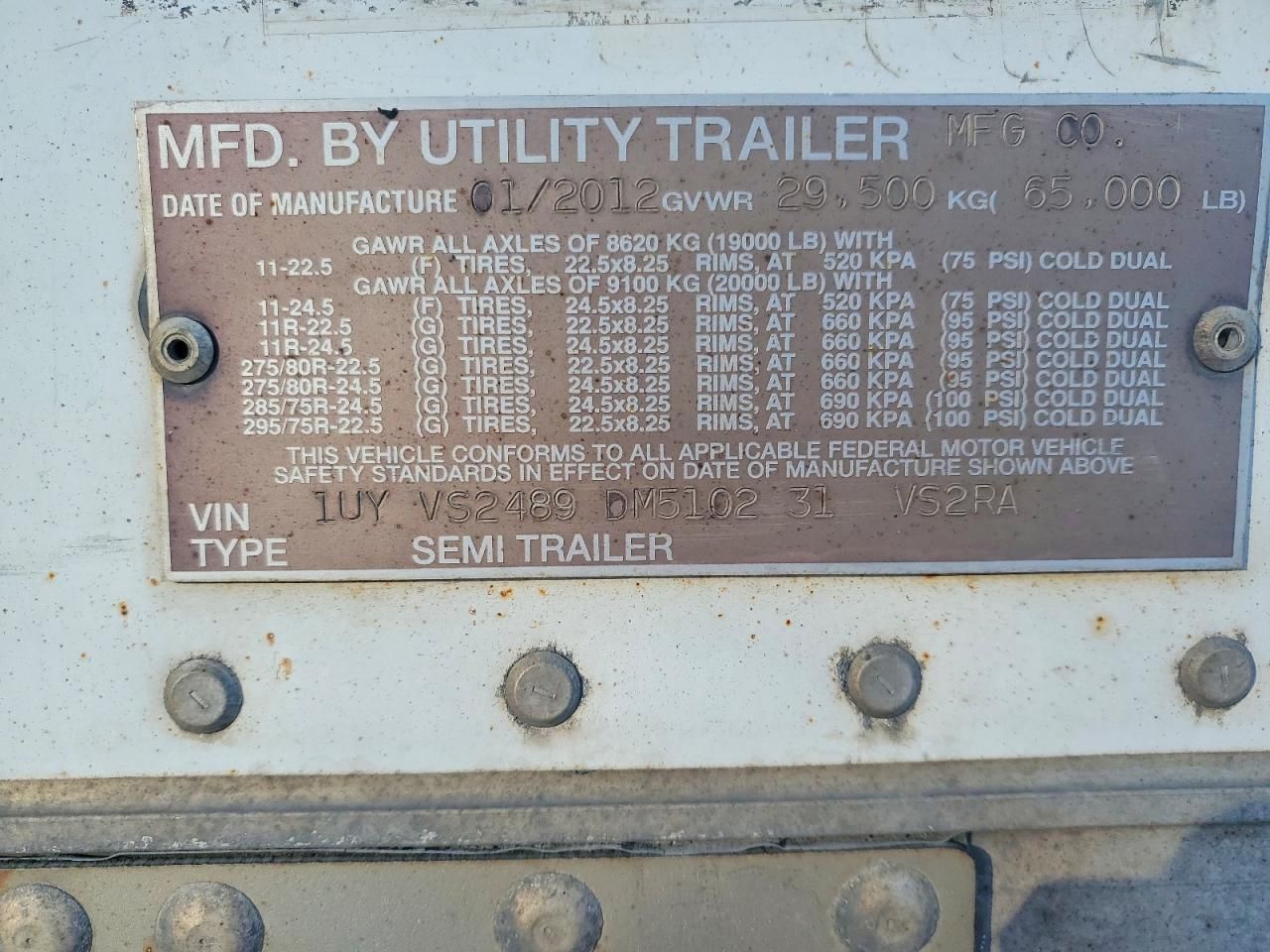 2013 Utility VS2RA Refrigerated Van Trailer