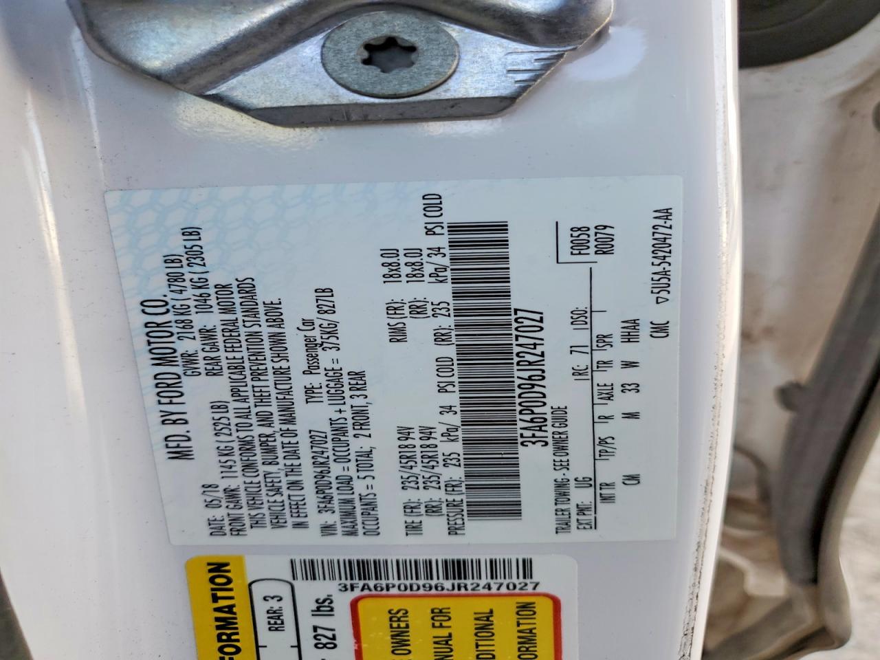 2018 Ford Fusion Titanium/platinum
