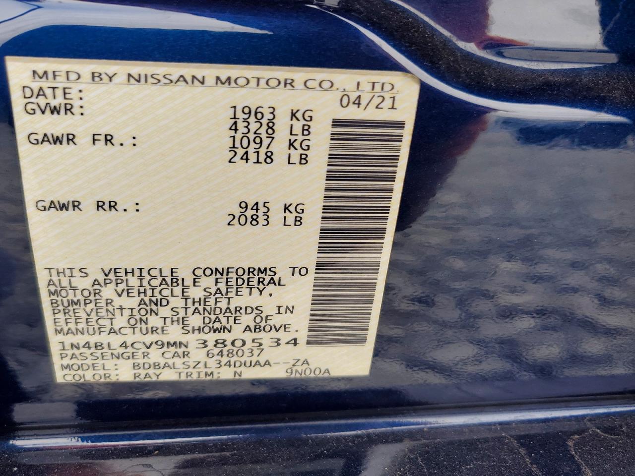 2021 Nissan Altima sr