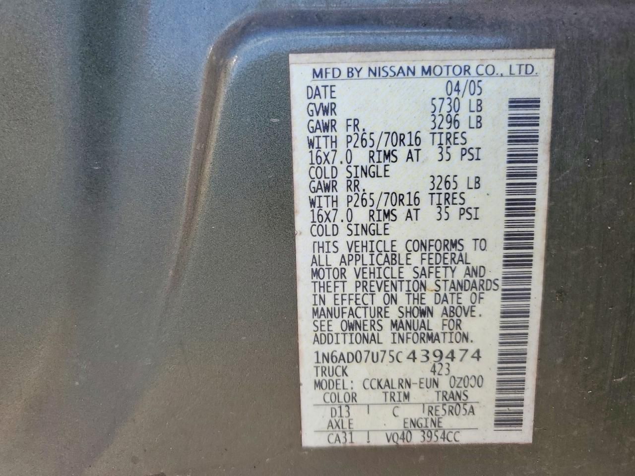 2005 Nissan Frontier Crew cab le