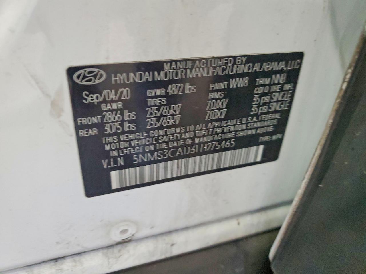 2020 Hyundai Santa fe sel