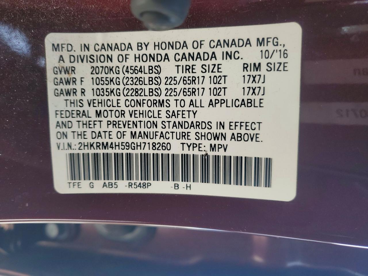 2016 Honda Cr-v ex