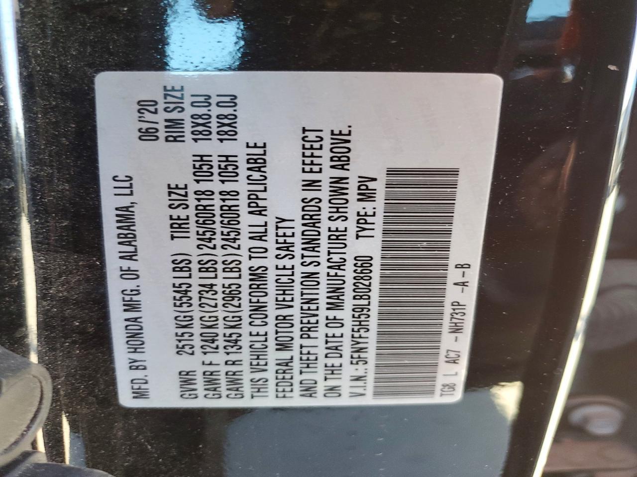 2020 Honda Pilot exl