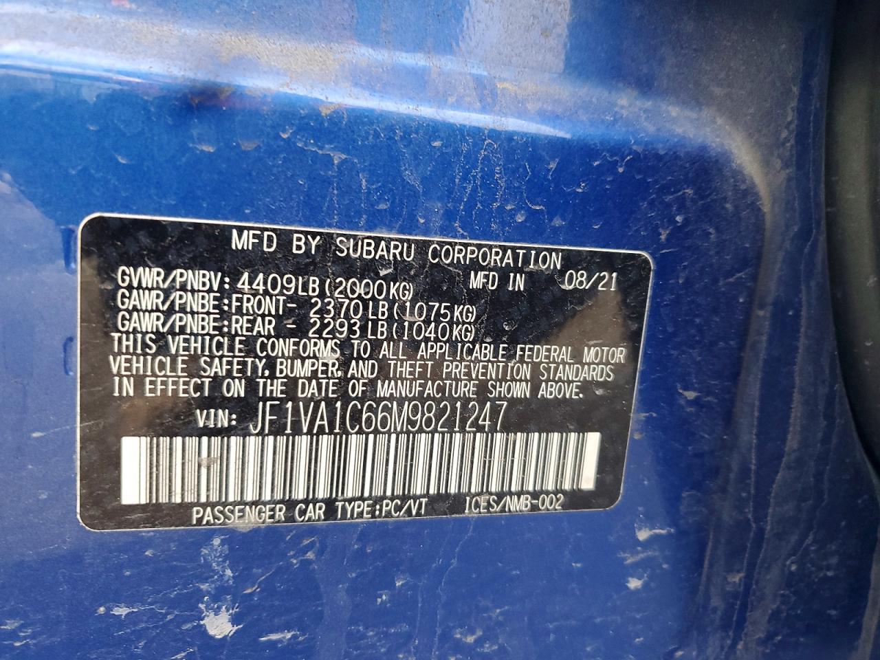 2021 Subaru Wrx Premium