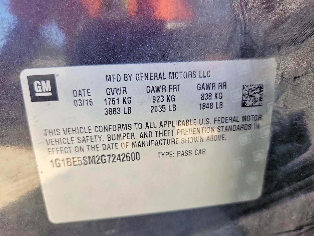 2016 Chevrolet Cruze lt