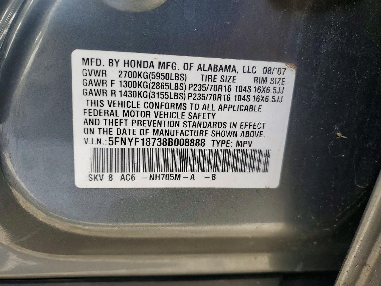 2008 Honda Pilot exl