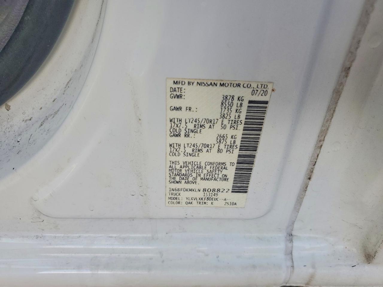 2020 Nissan NV 1500 SV