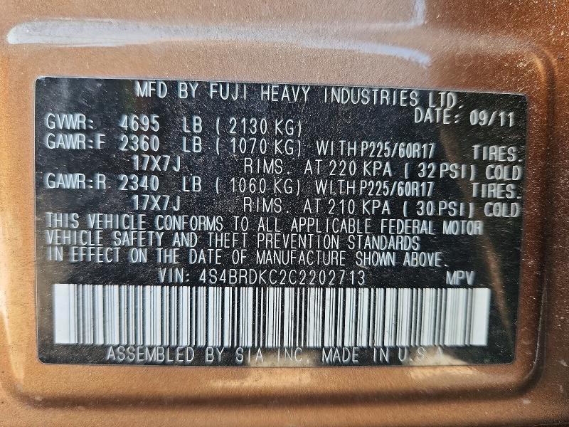 2012 Subaru Outback 3.6r Limited