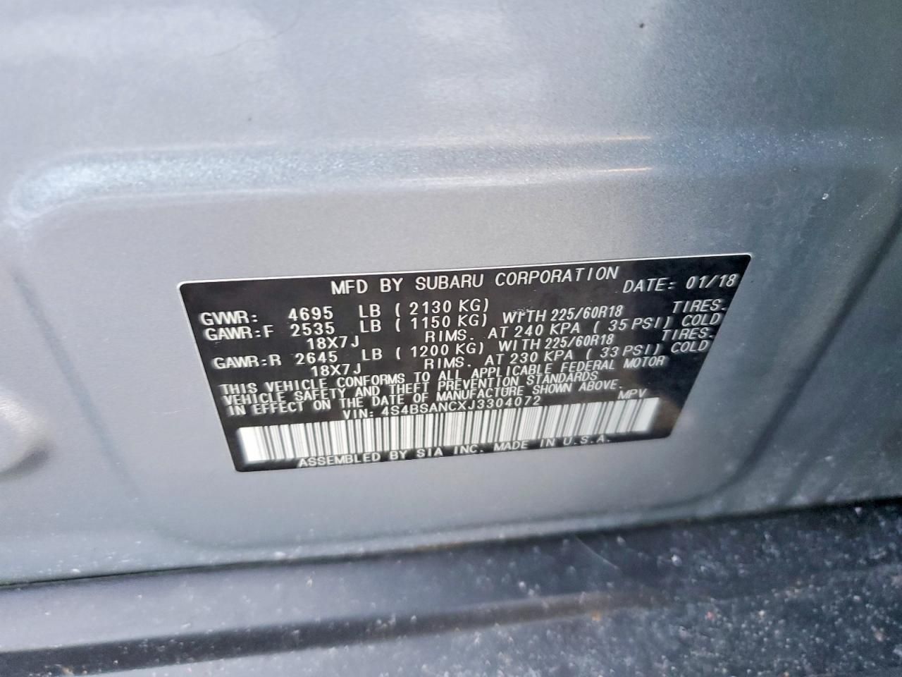 2018 Subaru Outback 2.5i Limited