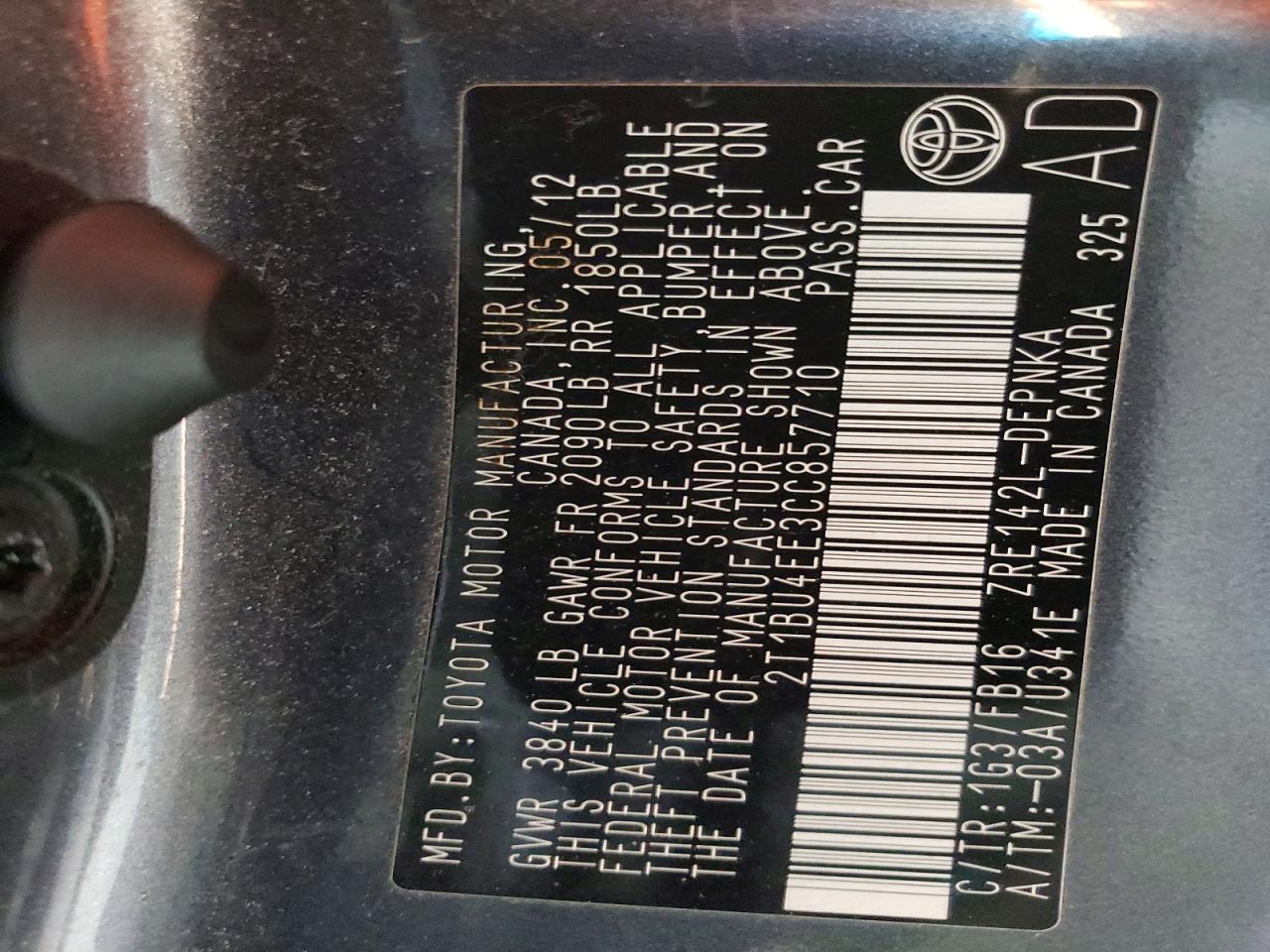2012 Toyota Corolla Base