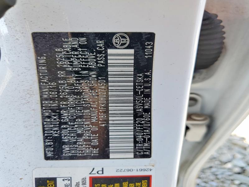 2017 Toyota Camry le