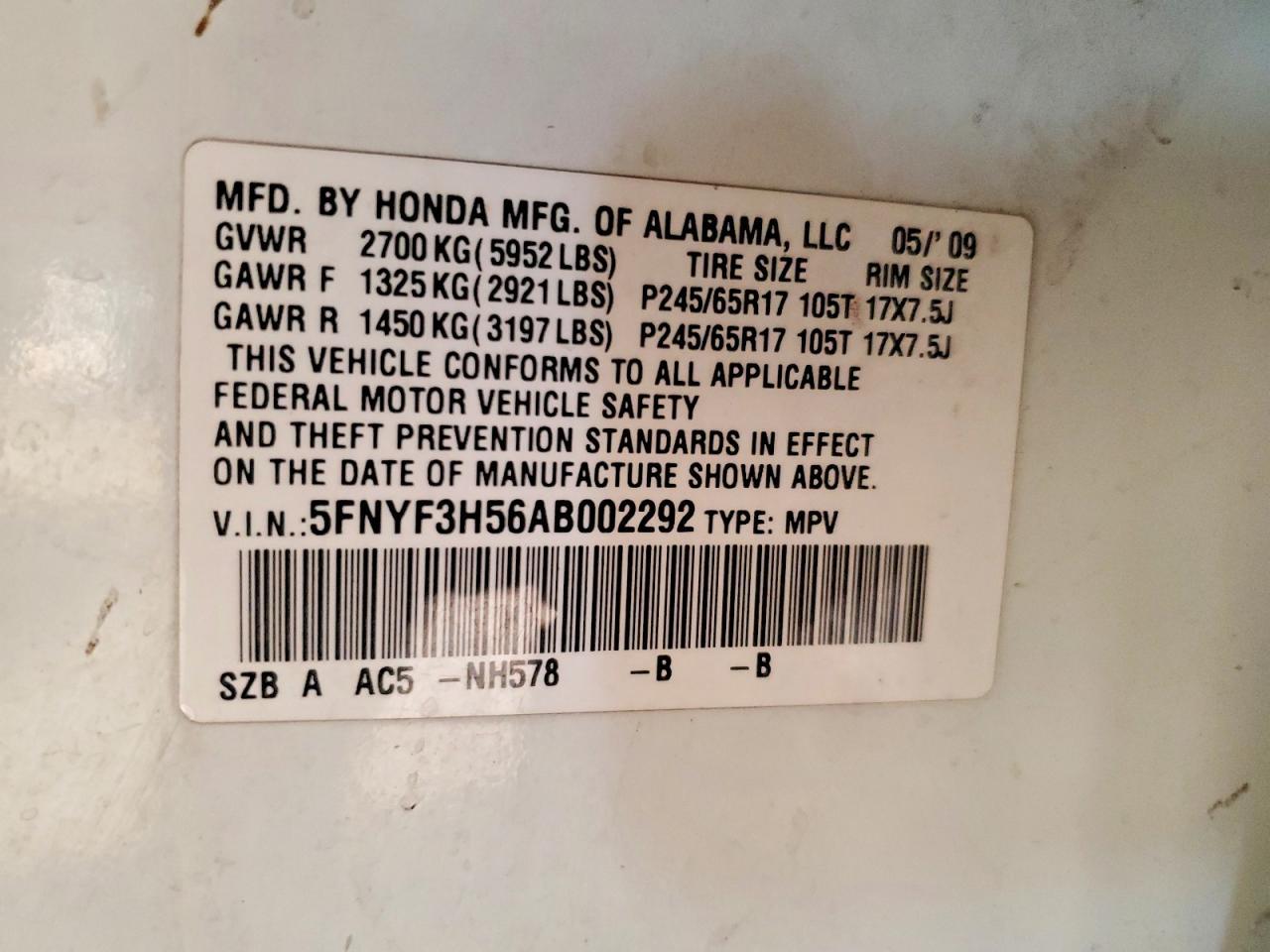 2010 Honda Pilot exl