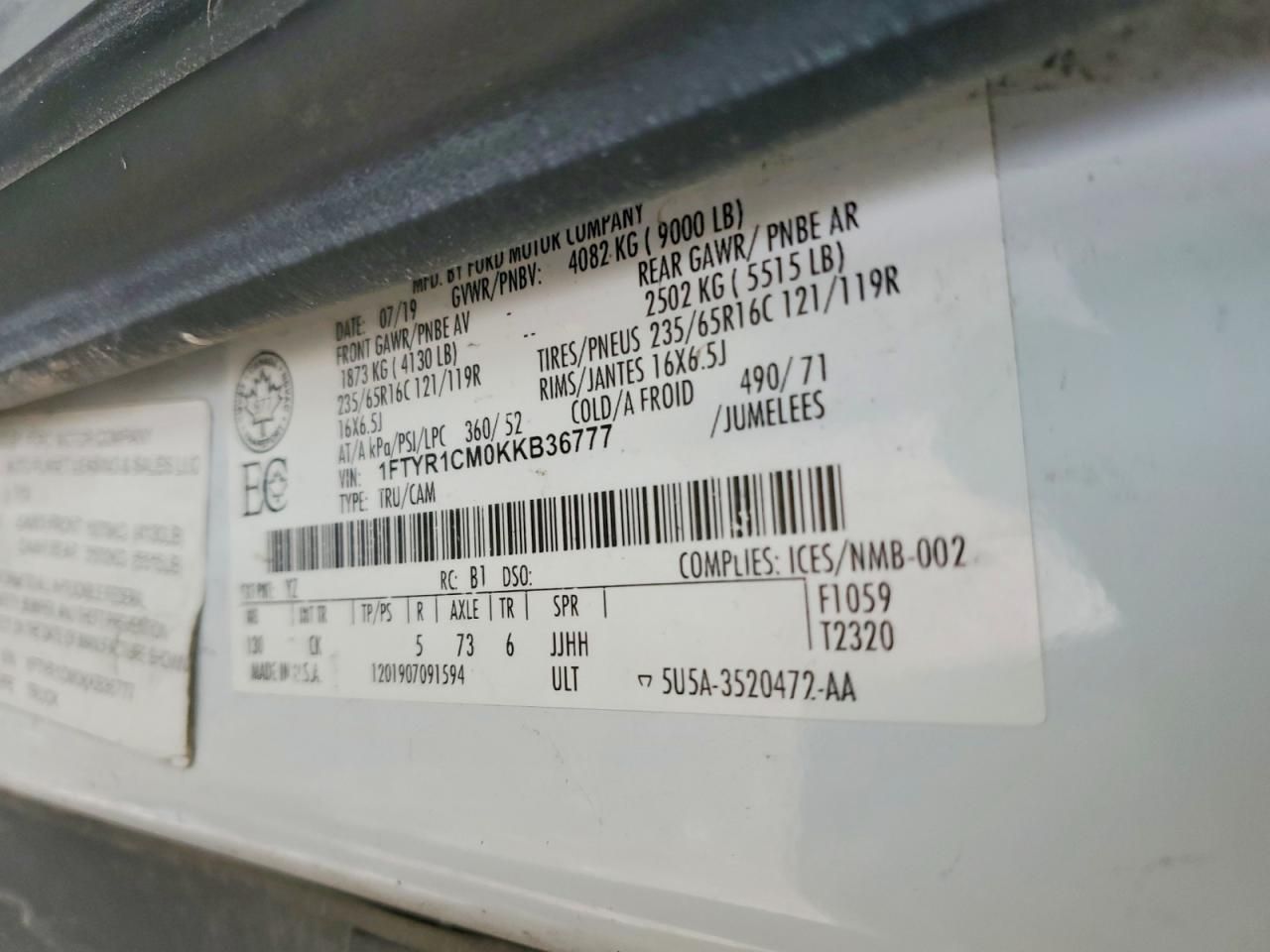 2019 Ford Transit T-250