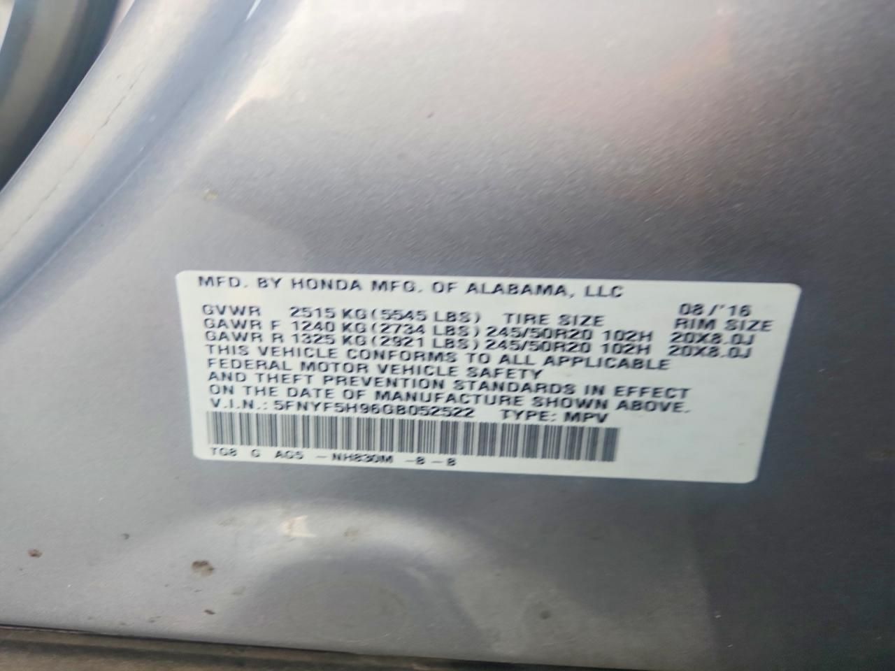 2016 Honda Pilot Touring