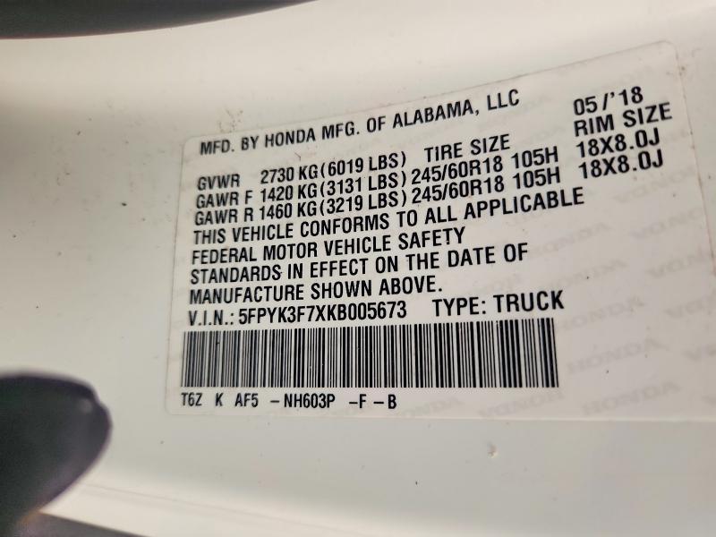 2019 Honda Ridgeline RTL