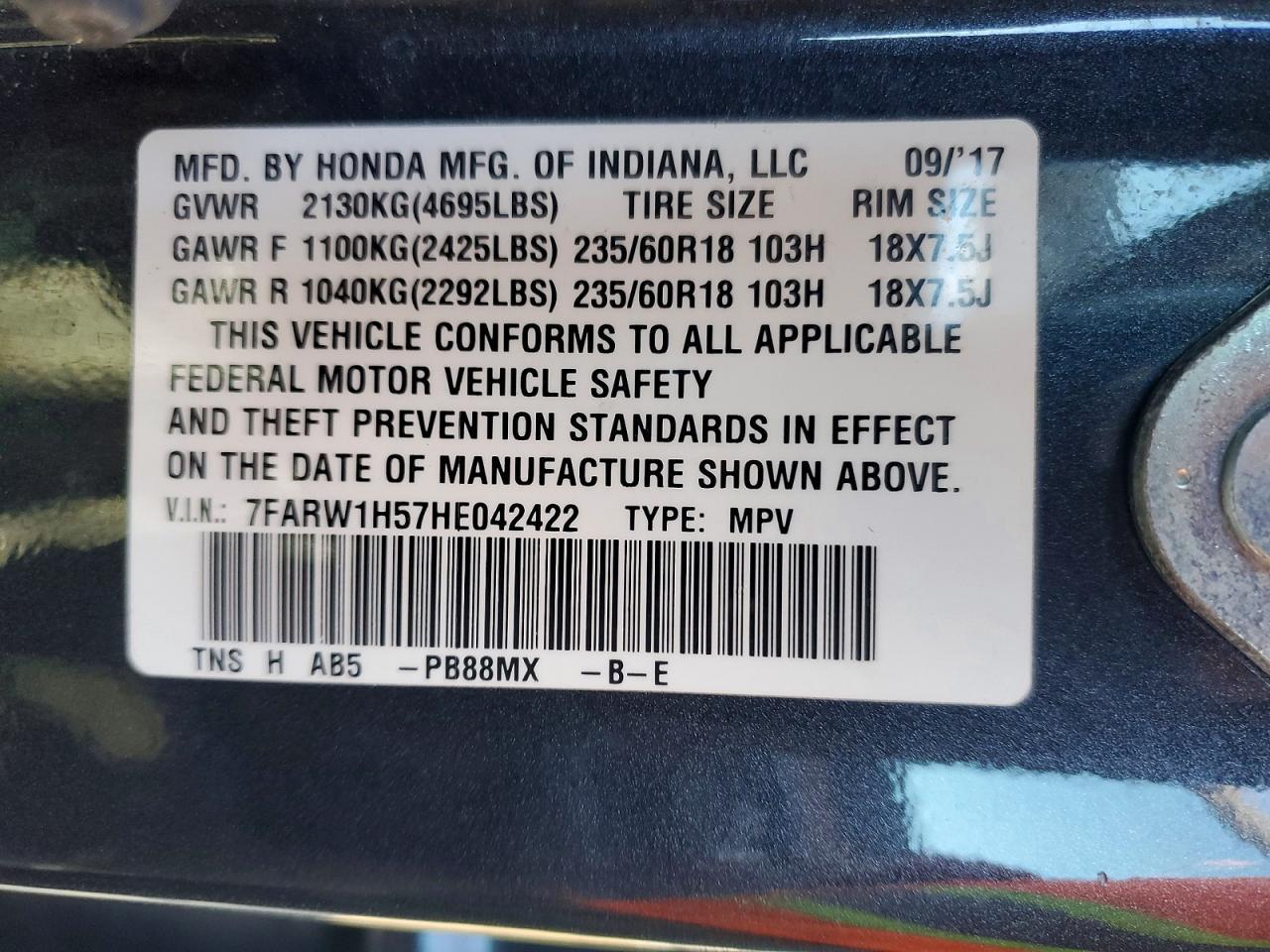 2017 Honda Cr-v ex