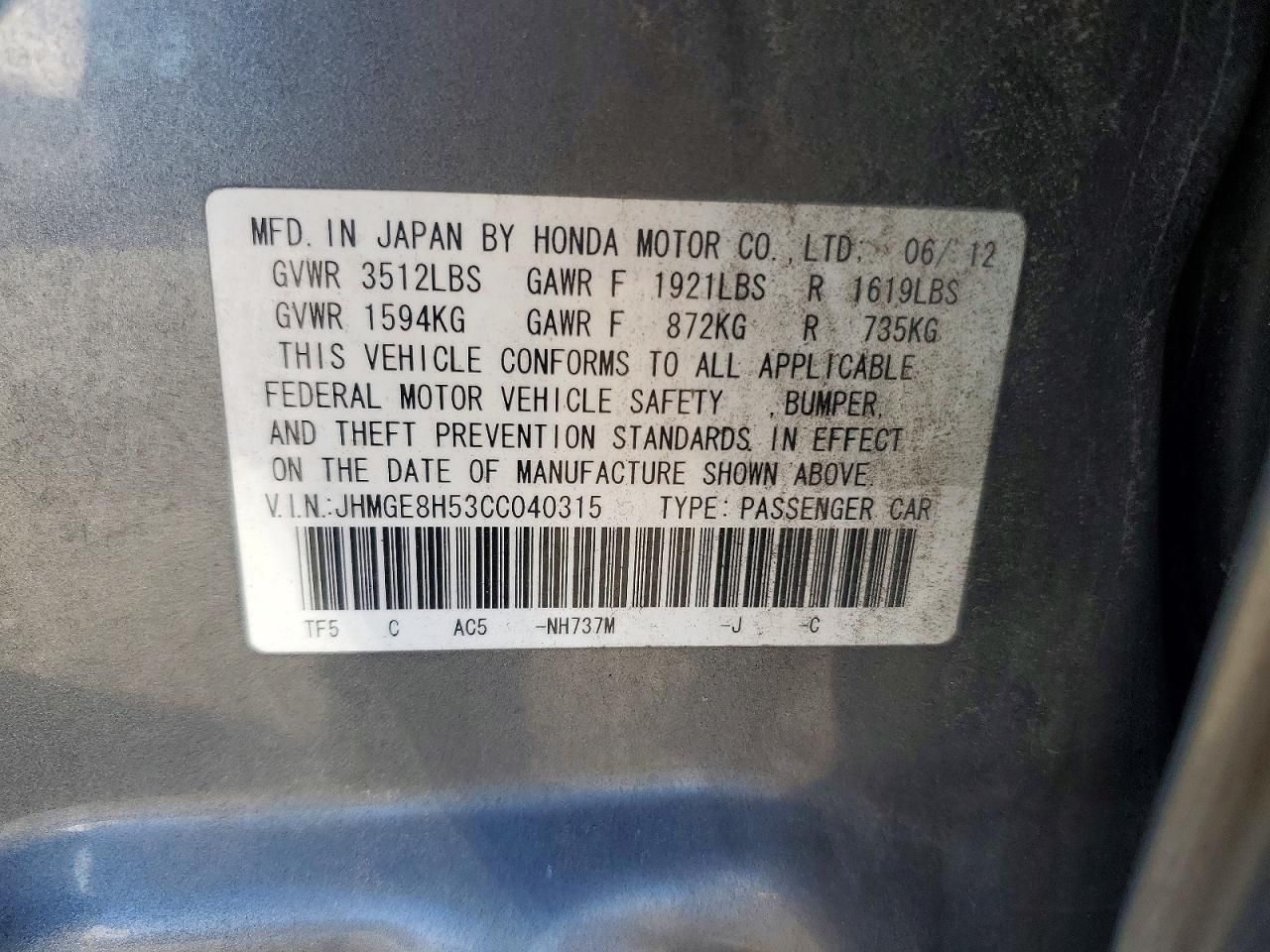 2012 Honda Fit Sport