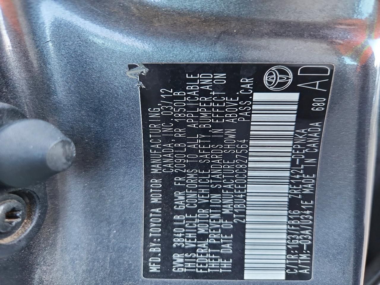 2012 Toyota Corolla Base