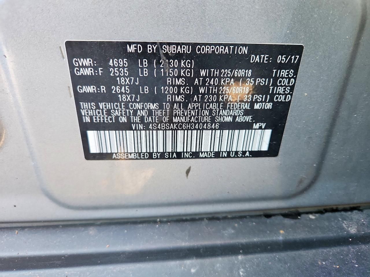 2017 Subaru Outback 2.5i Limited