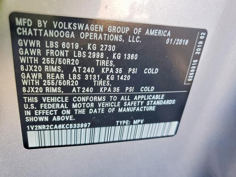 2019 Volkswagen Atlas sel Premium