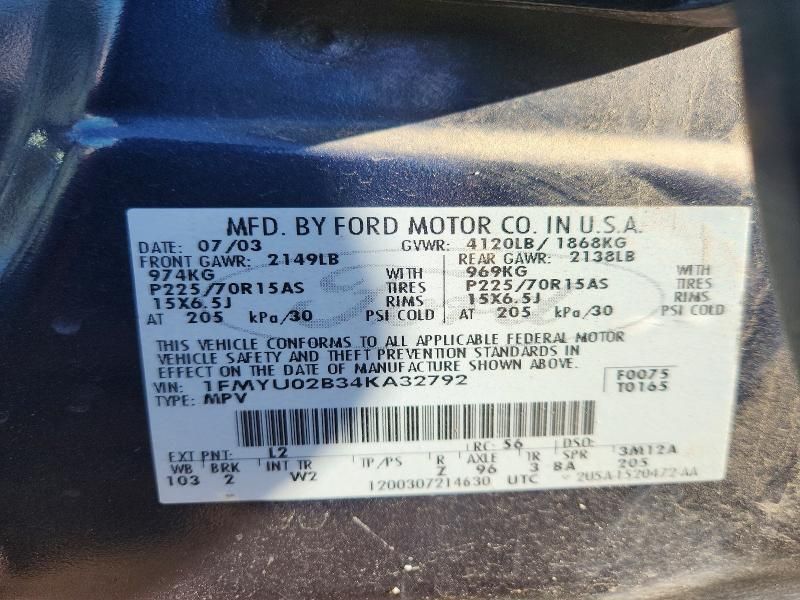 2004 Ford Escape xls