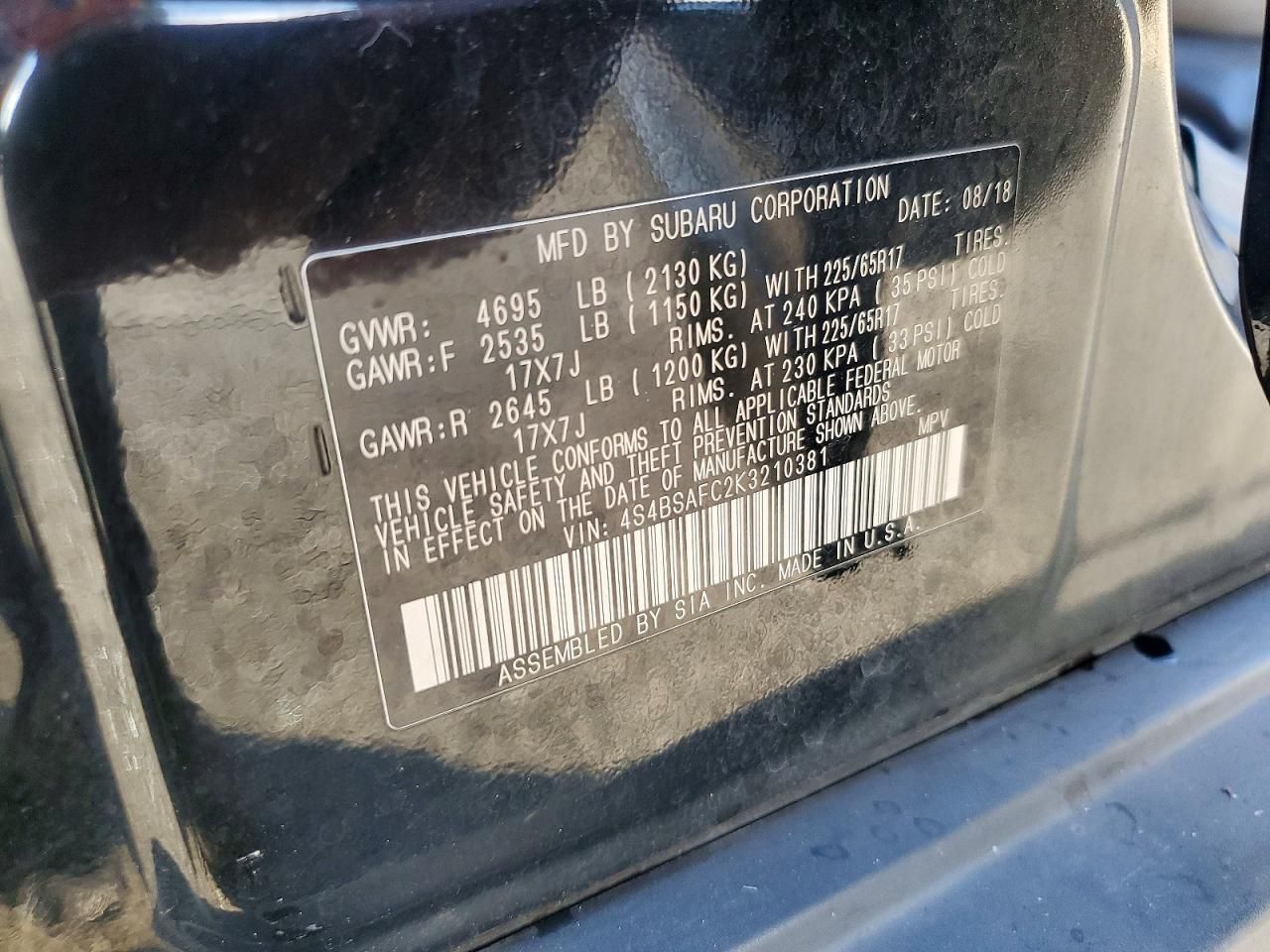 2019 Subaru Outback 2.5i Premium